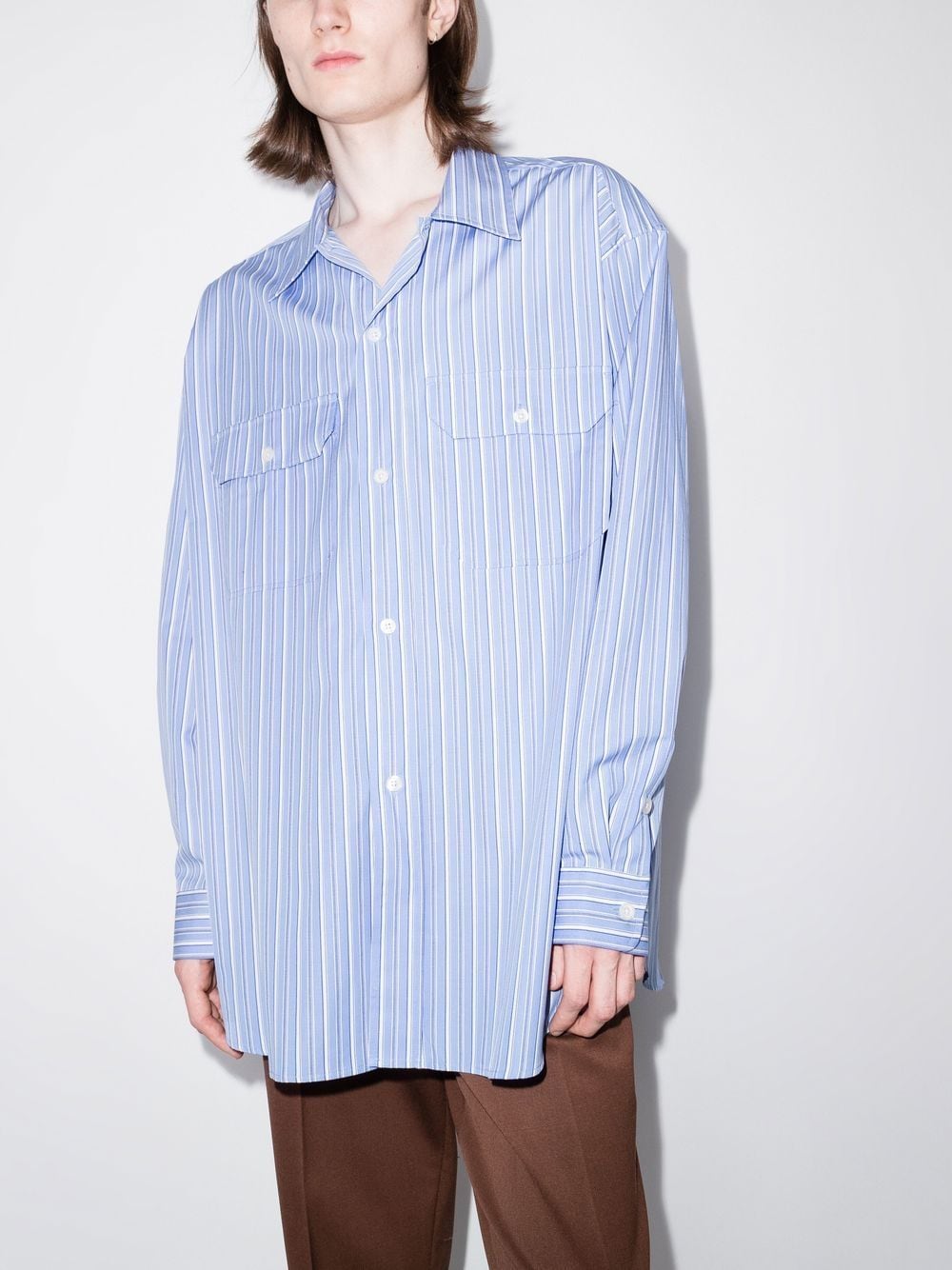 Mfpen Reception Striped Shirt In Blue | ModeSens