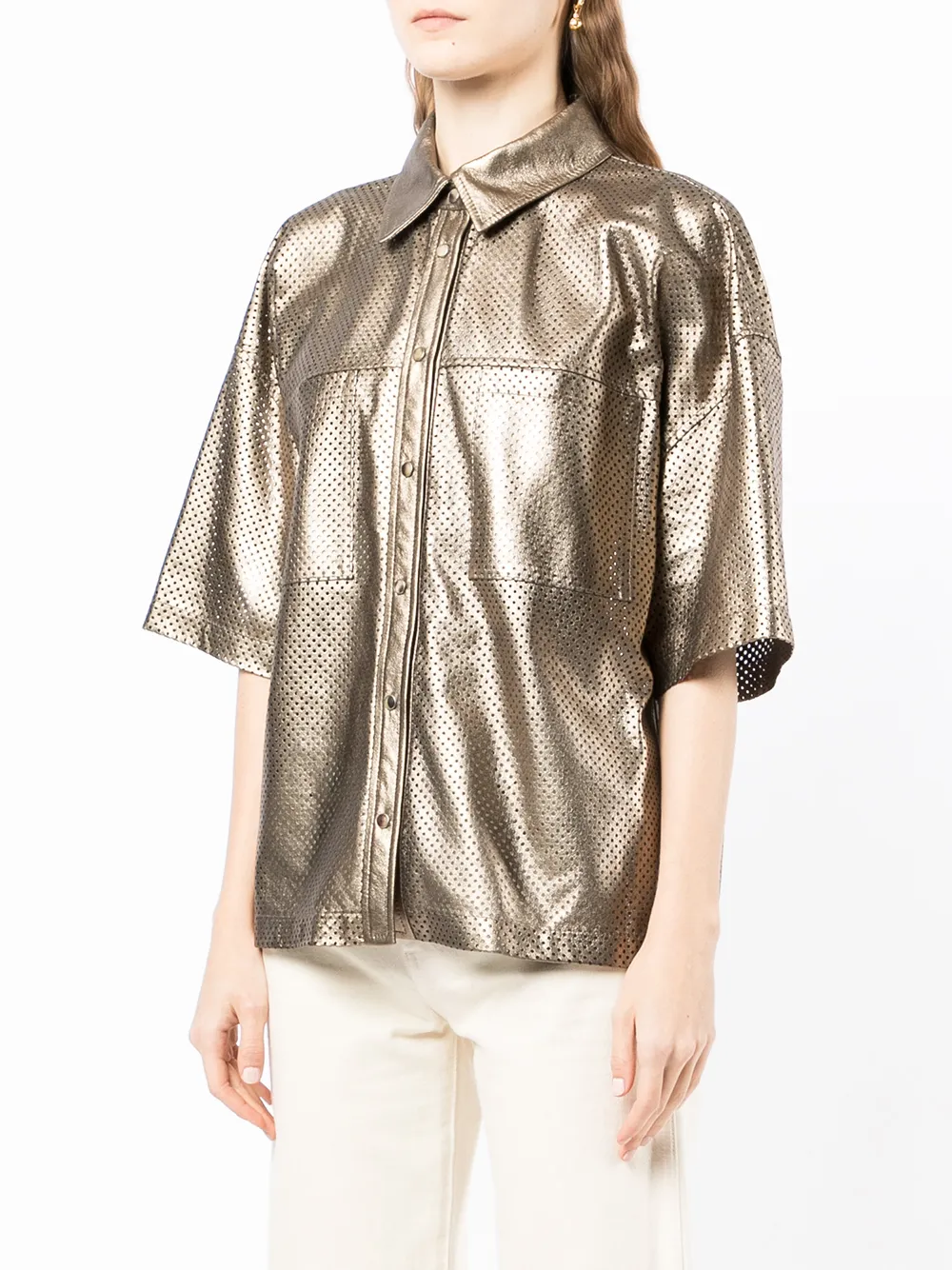 Brunello Cucinelli Geperforeerd shirtjack Goud