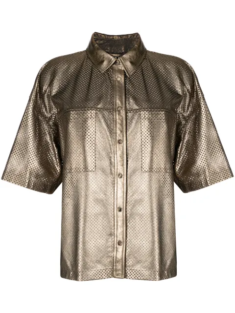 Brunello Cucinelli perforated suede shirt jacket