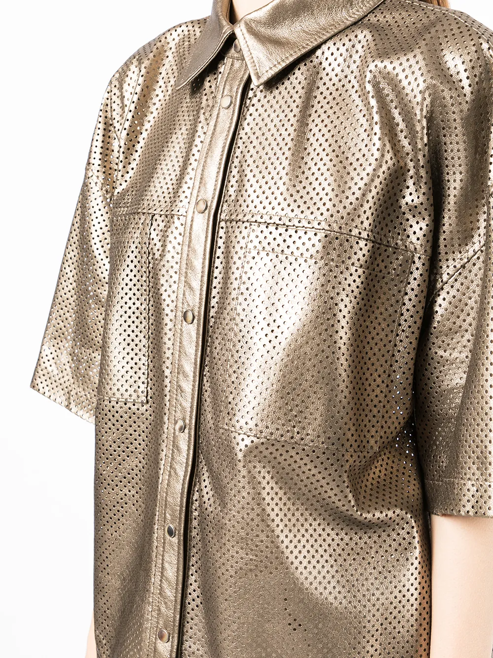 Brunello Cucinelli Geperforeerd shirtjack Goud