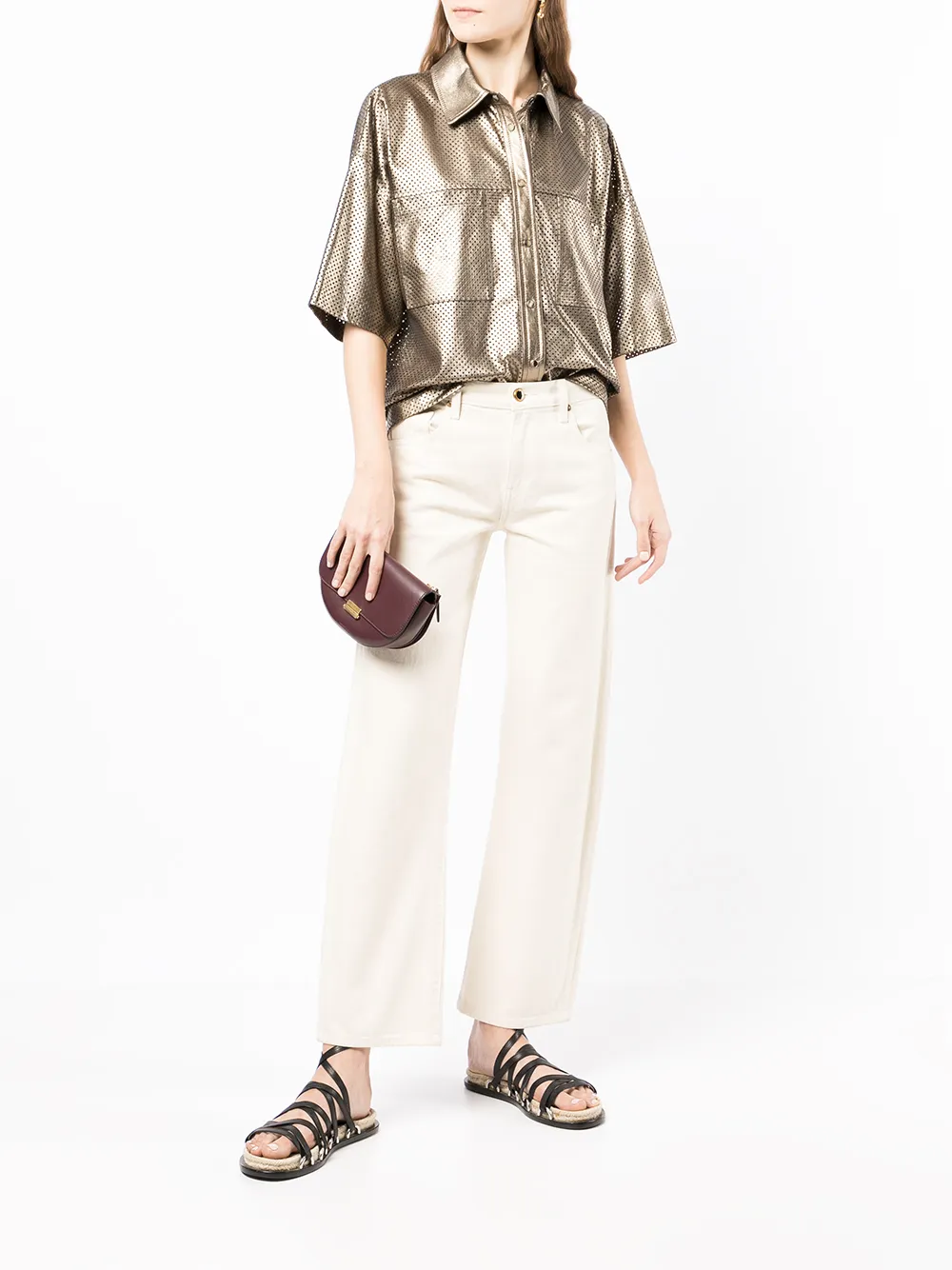 Brunello Cucinelli Geperforeerd shirtjack Goud