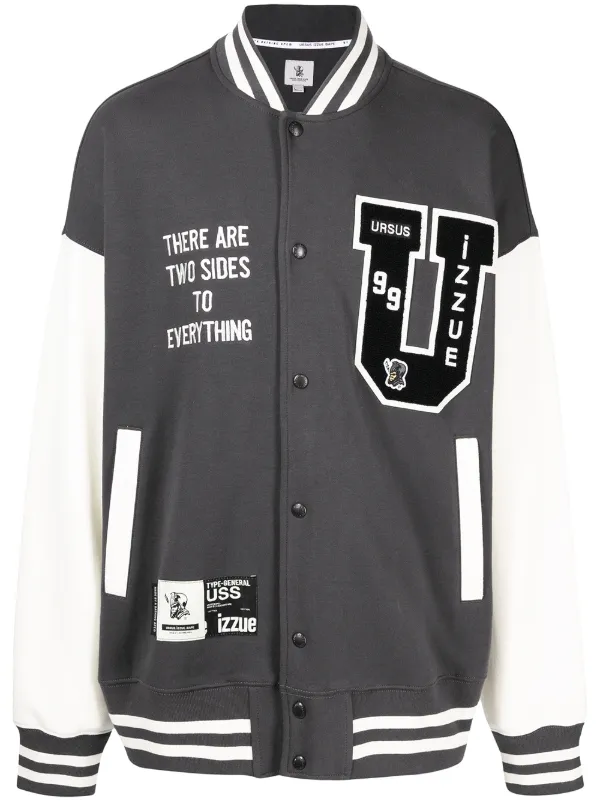 Shop izzue logo-patch varsity jacket 