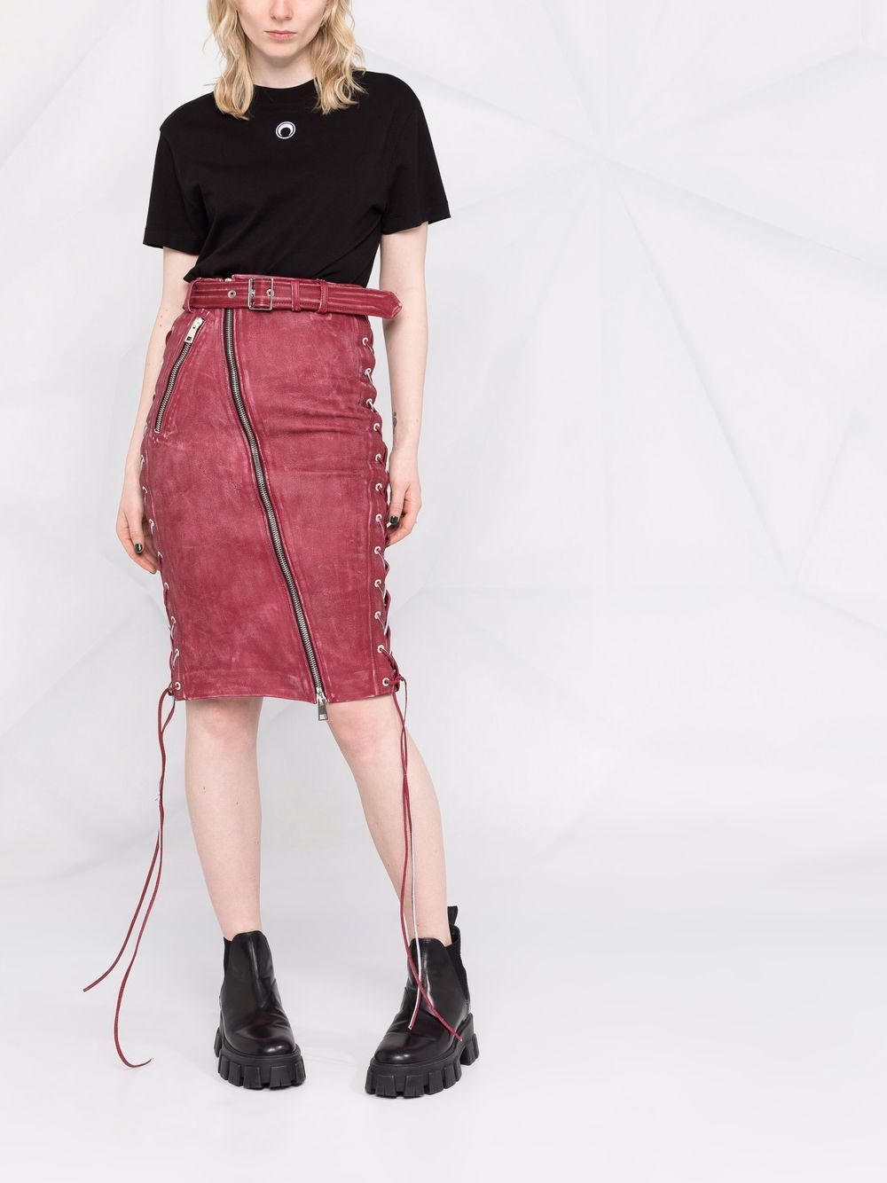 Manokhi Midi-rok met veterdetail - Rood