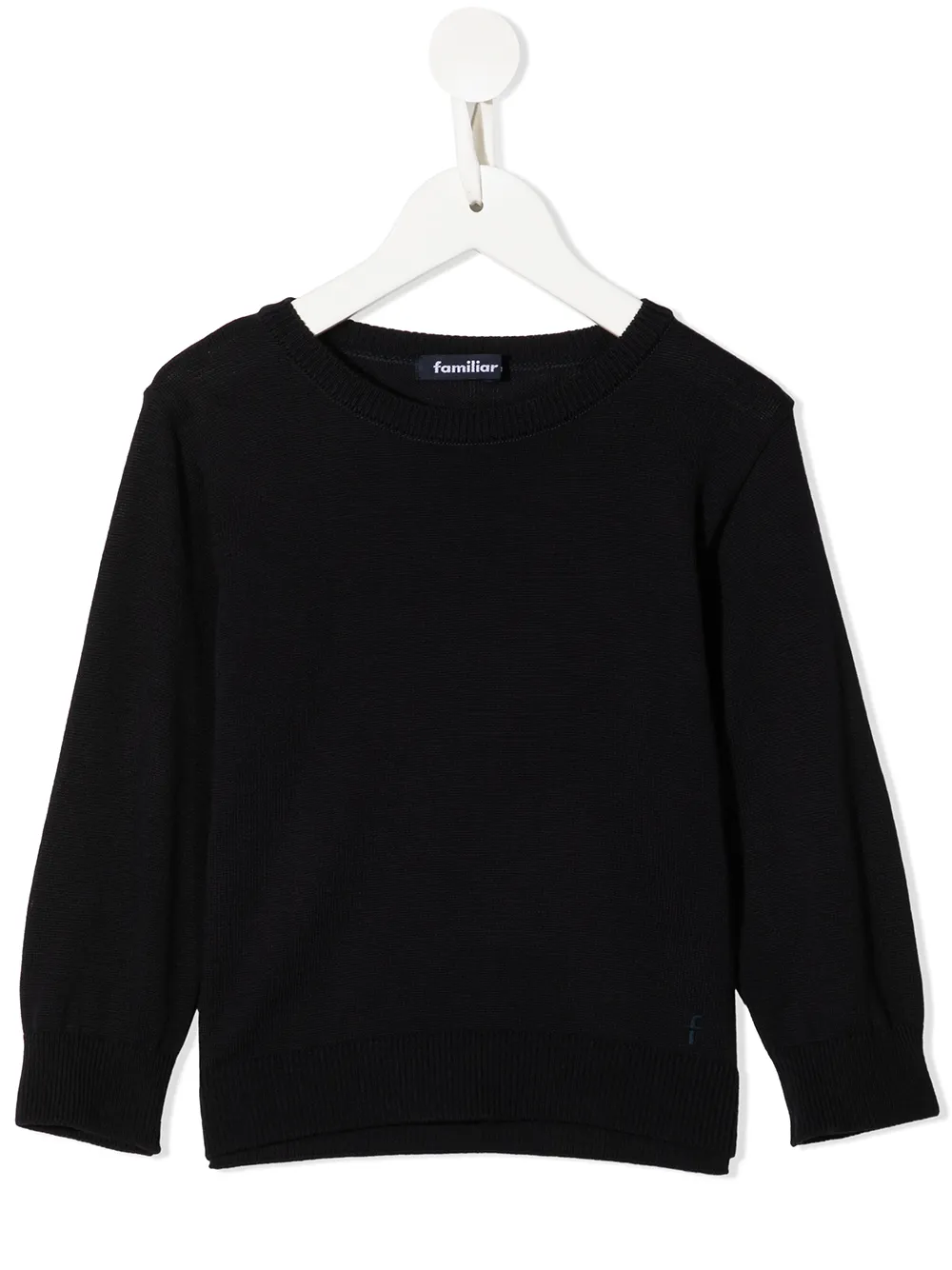 

Familiar ribbed-knit crew neck sweater - Black