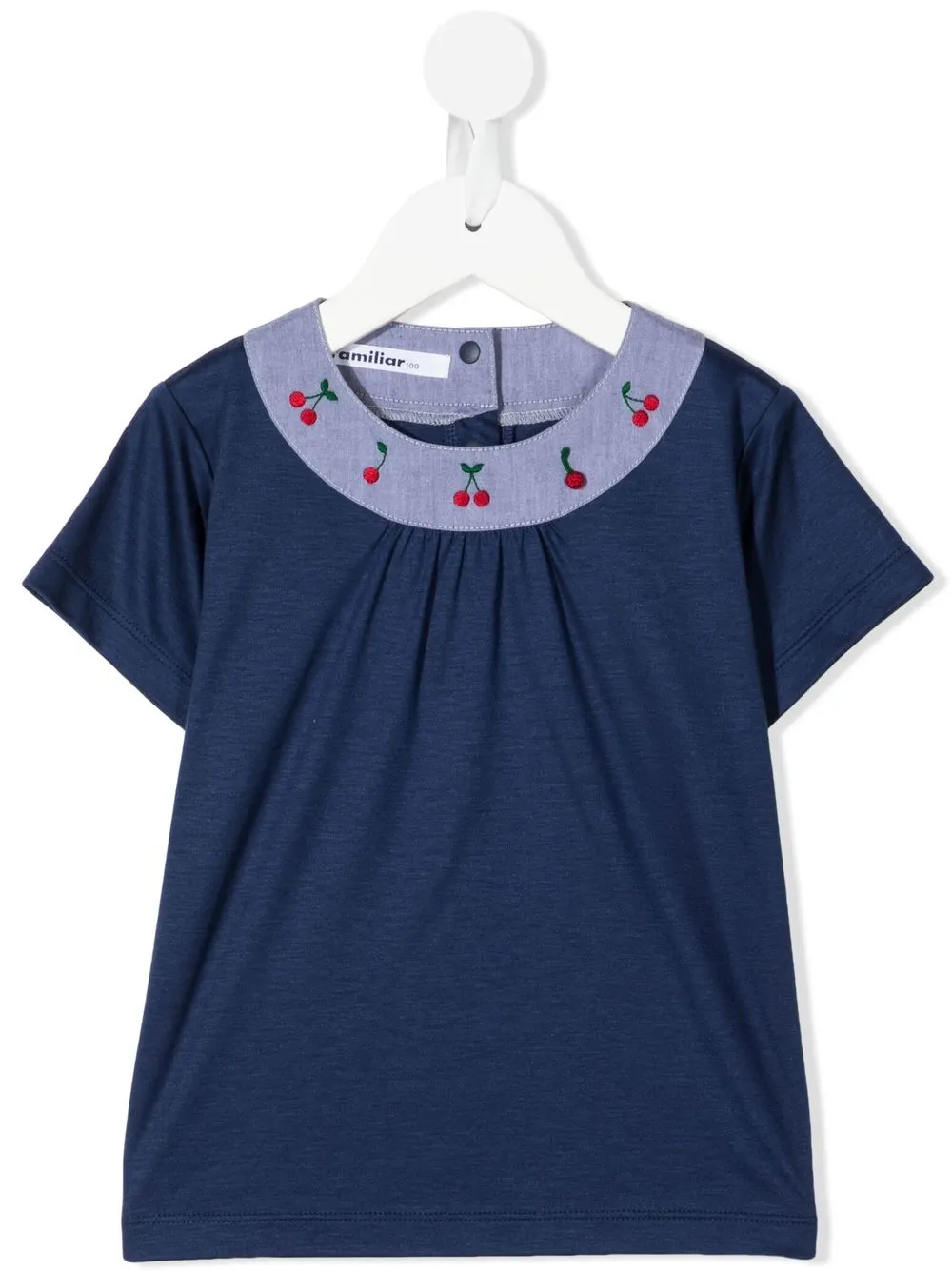 

Familiar embroidered-collar T-shirt - Blue