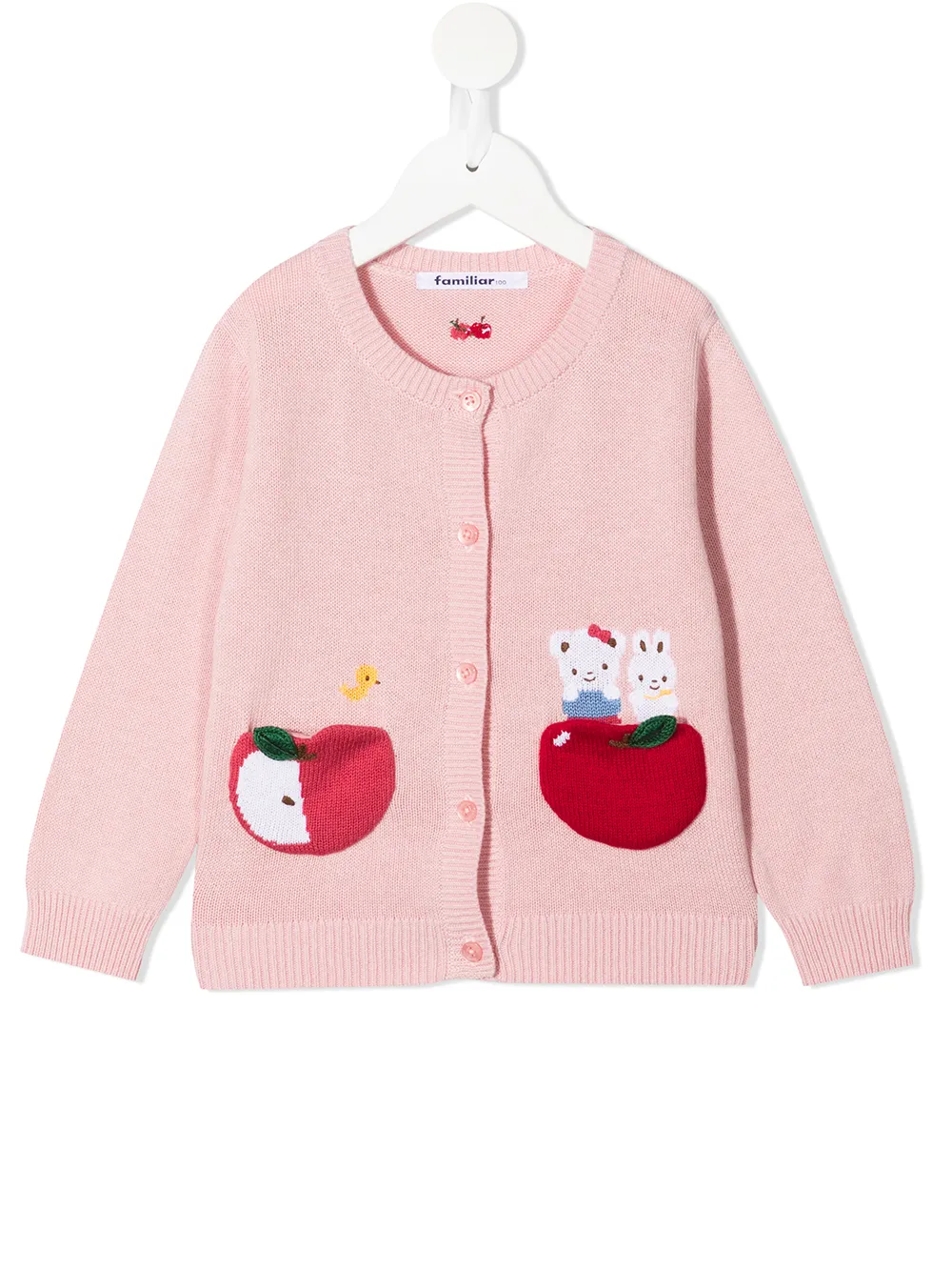 

Familiar apple-motif cardigan - Pink