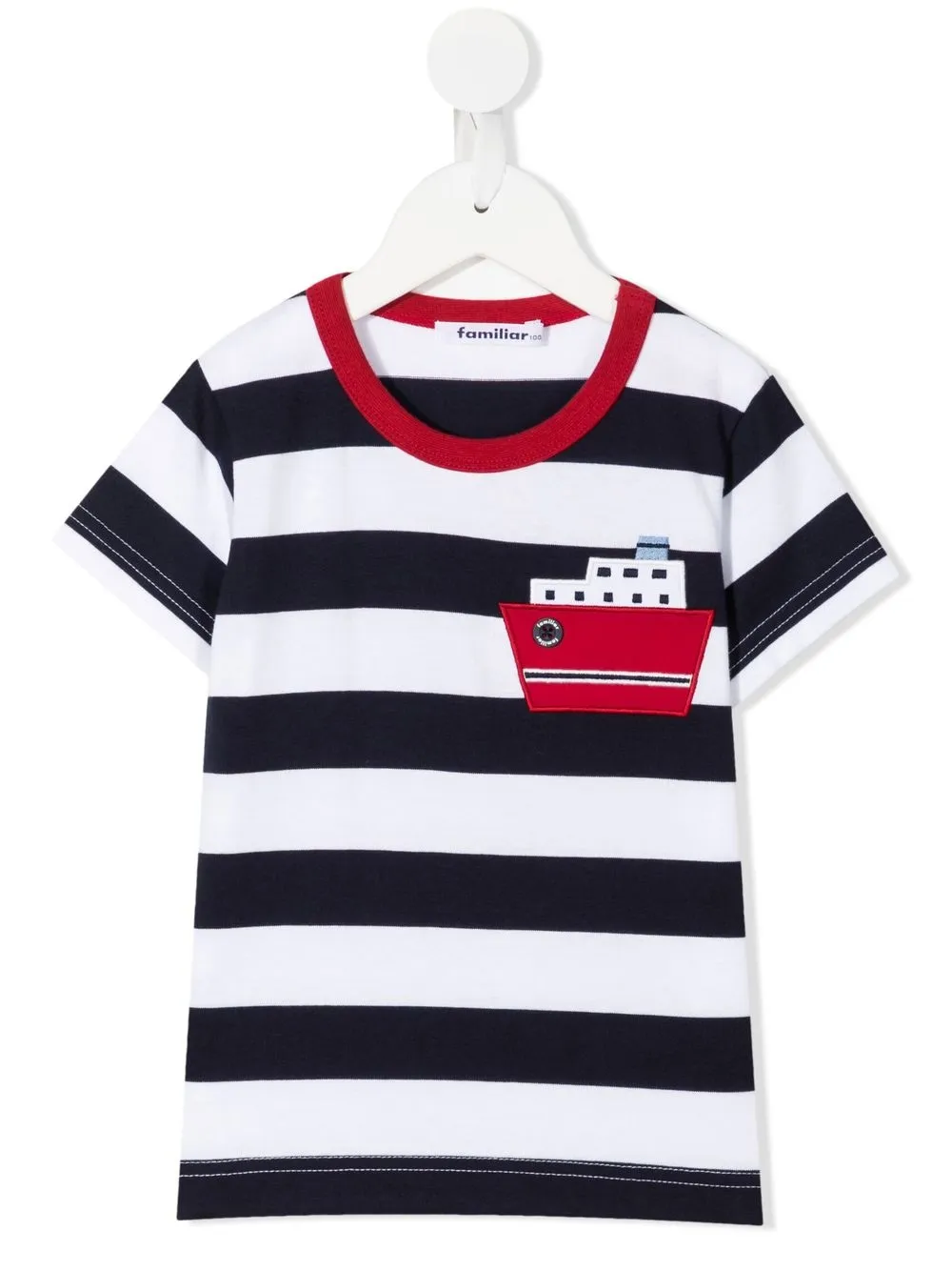 

Familiar boat-applique cotton T-shirt - Blue