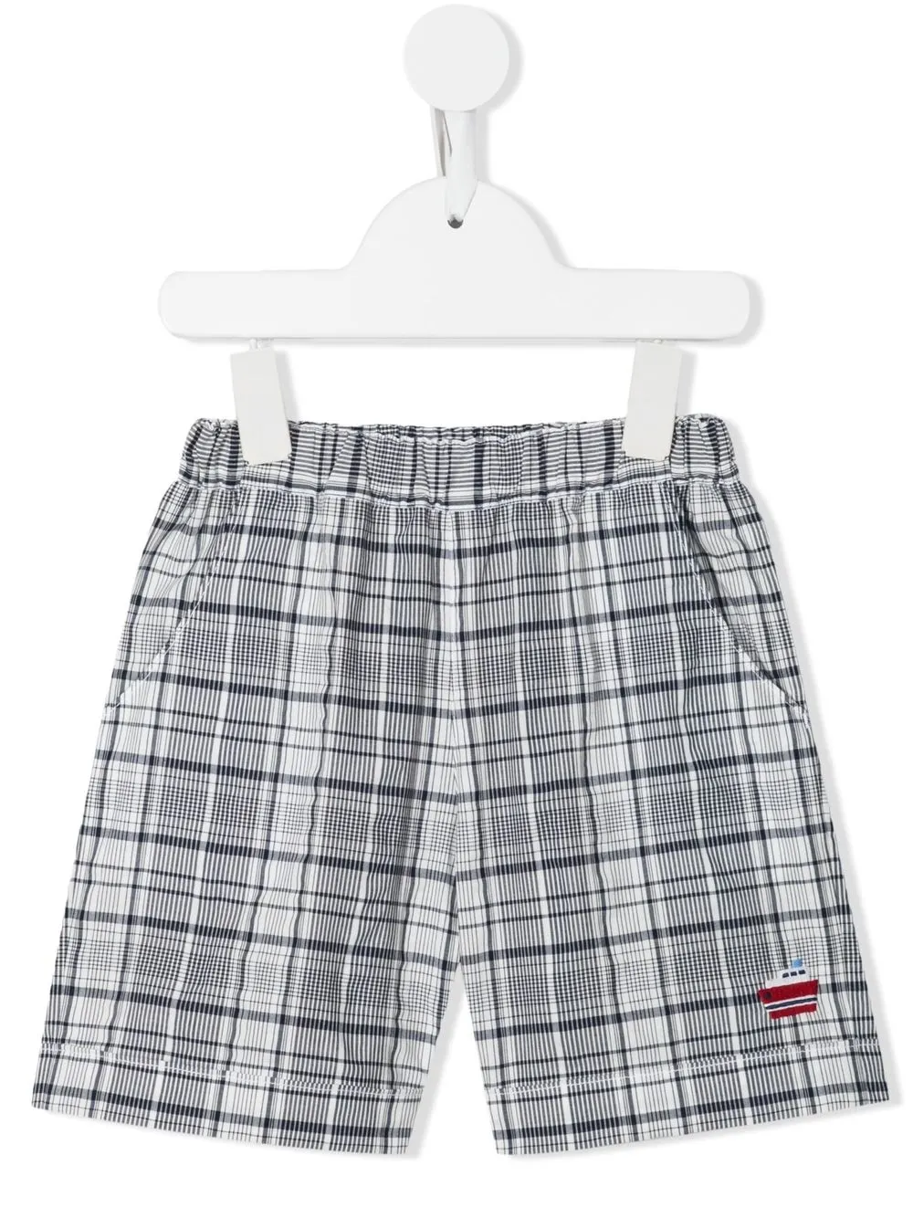 

Familiar check-pattern casual shorts - Blue