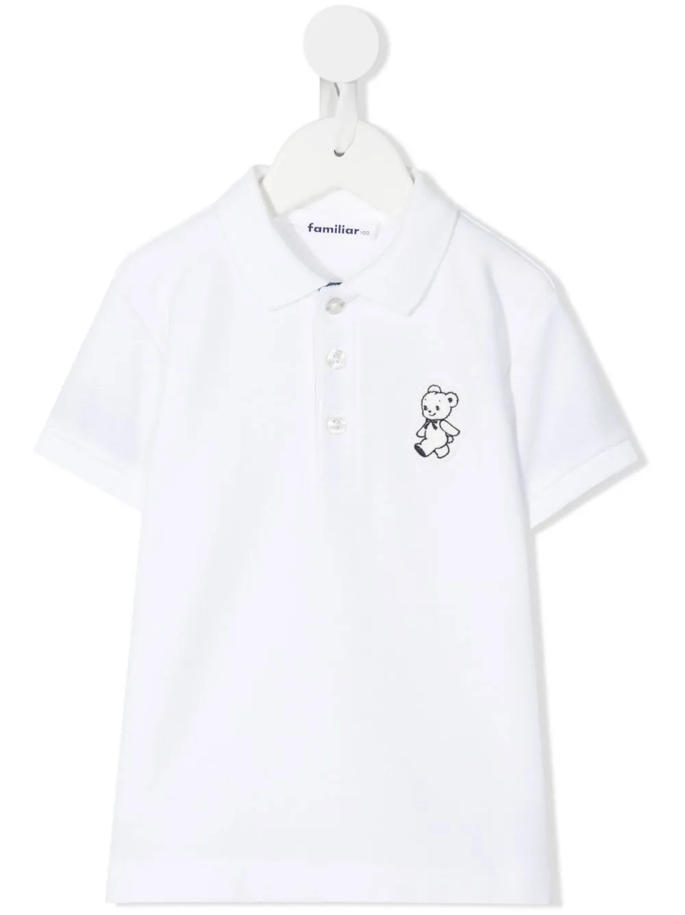 

Familiar playera tipo polo con parche del logo - Blanco