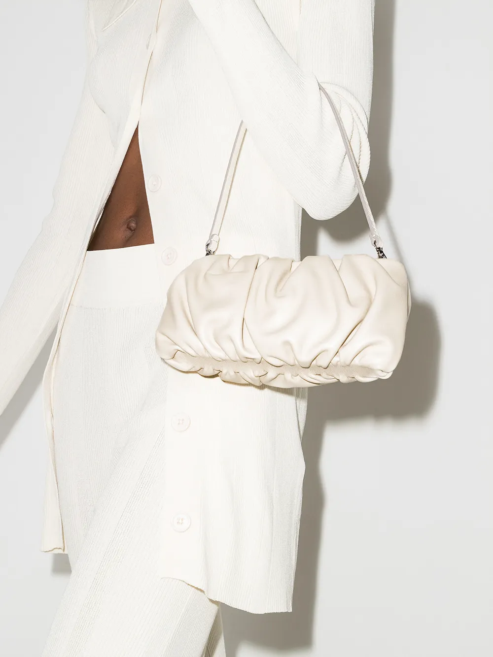 Buy Staud Bean Convertible Shearling Shoulder Bag - Cream At 30% Off