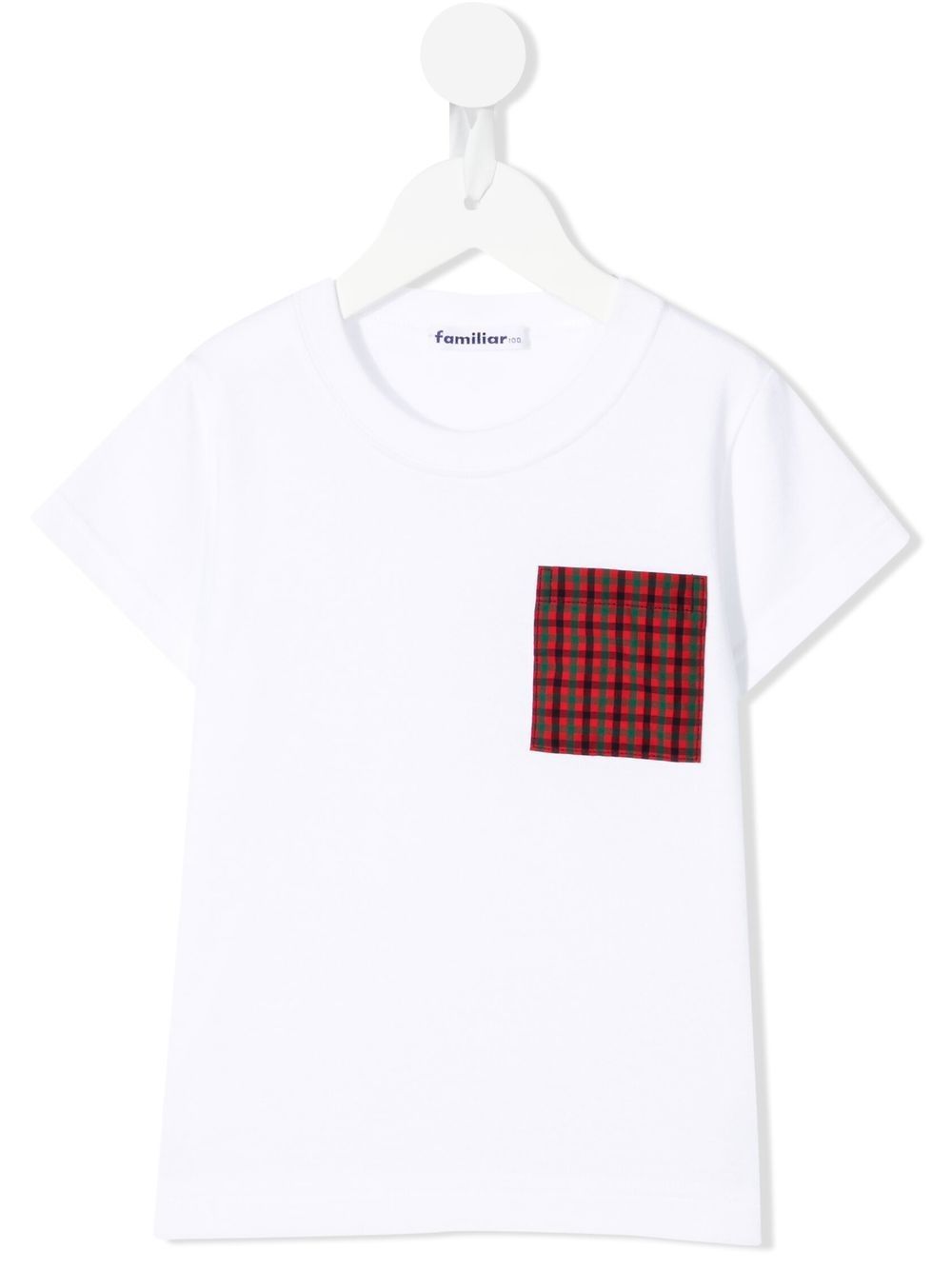 

Familiar check-print detail T-shirt - White