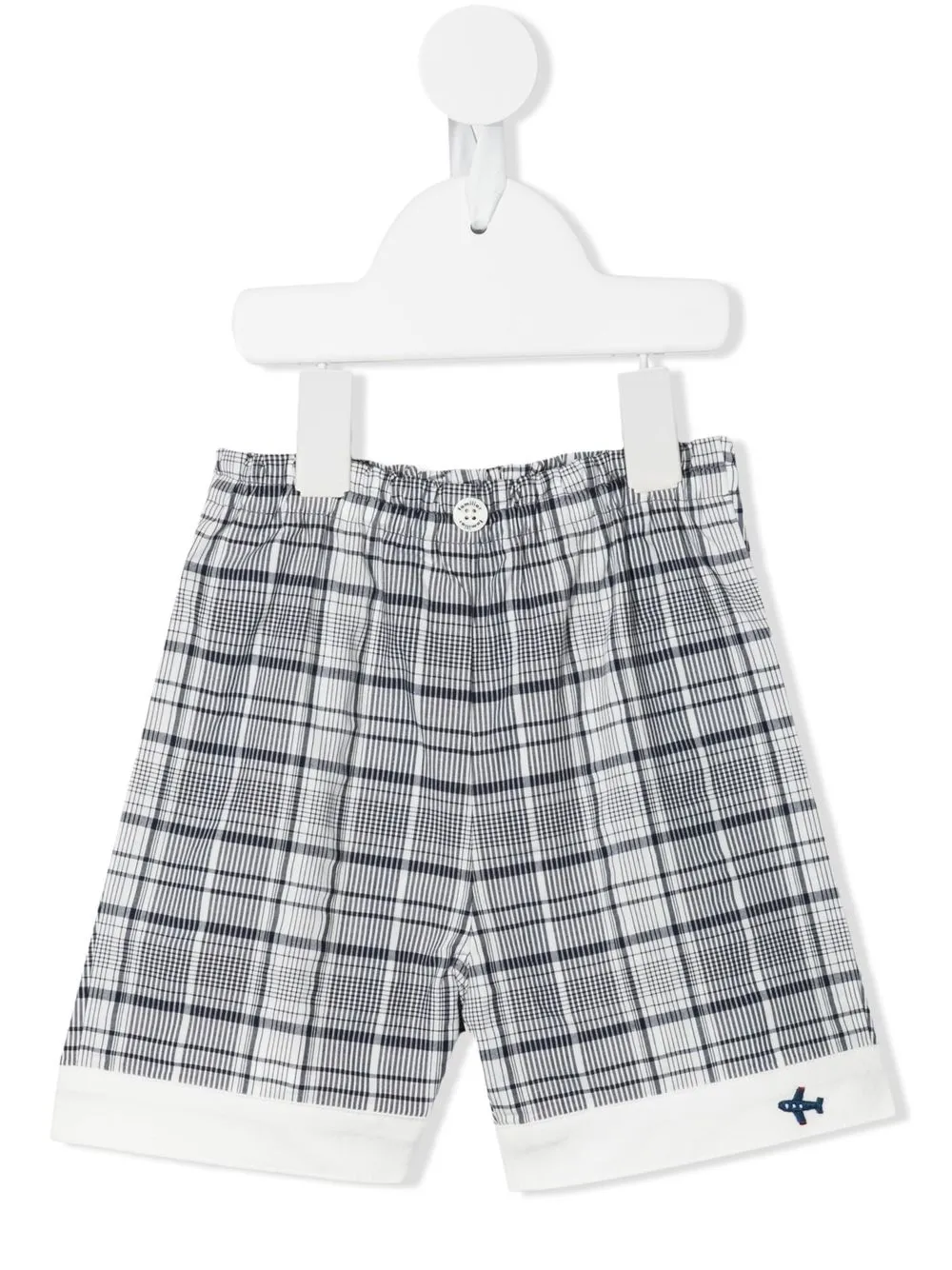 

Familiar check-pattern casual shorts - Blue