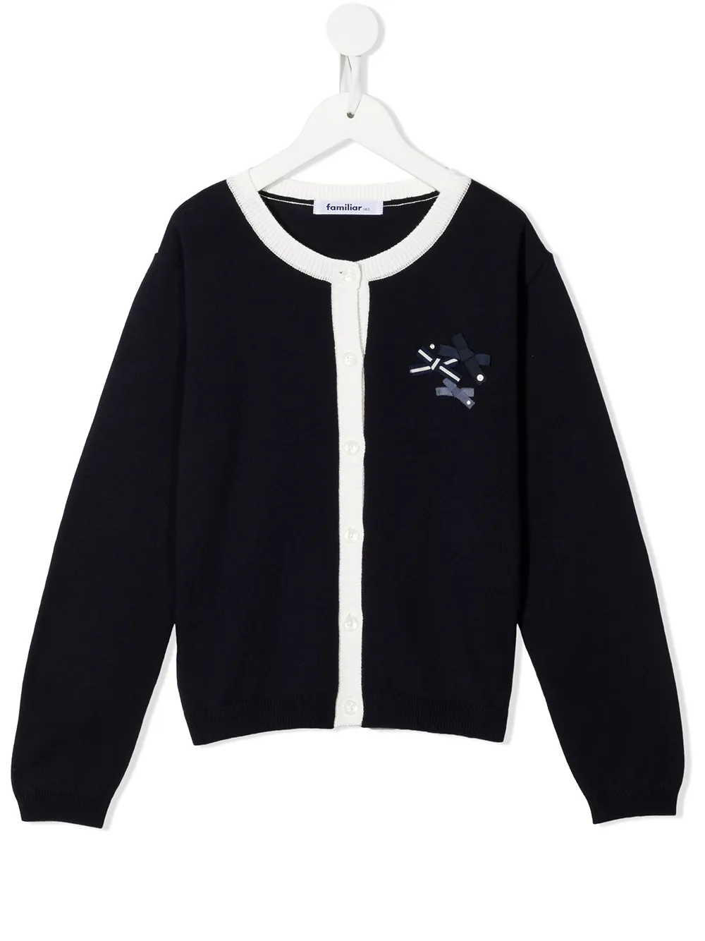 

Familiar bow-detail knitted cardigan - Blue
