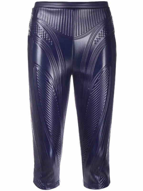 Mugler logo-embossed cropped leggings 