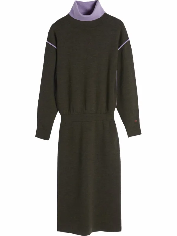 Victoria Beckham Contrast Trim Jumper Dress - Grey