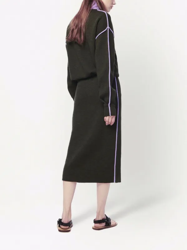 Victoria Beckham Contrast Trim Jumper Dress - Grey