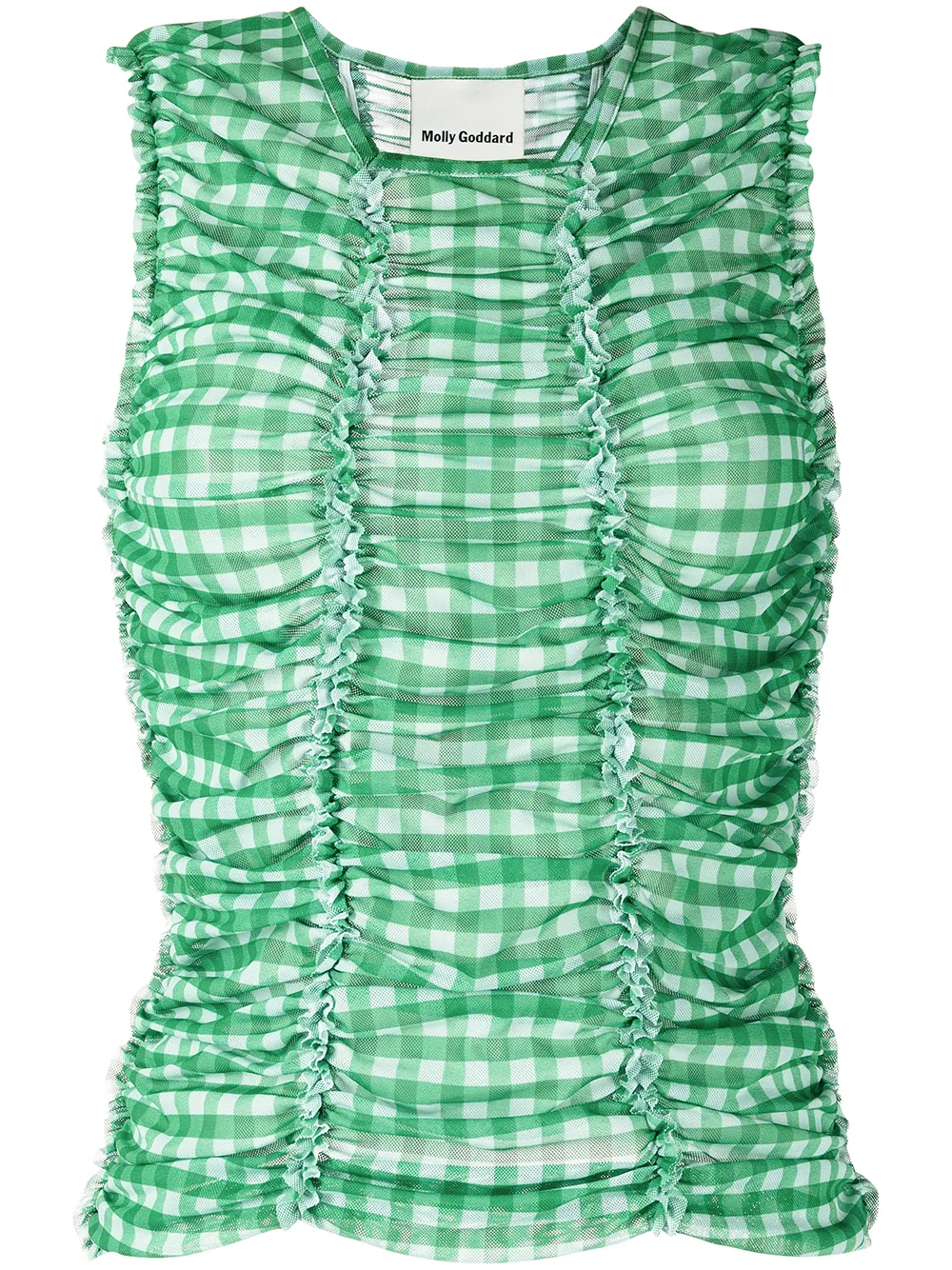 Molly Goddard Ariel gingham-print tulle top