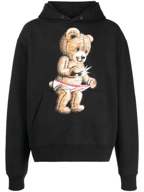 DOMREBEL Snap teddy-print pullover hoodie 