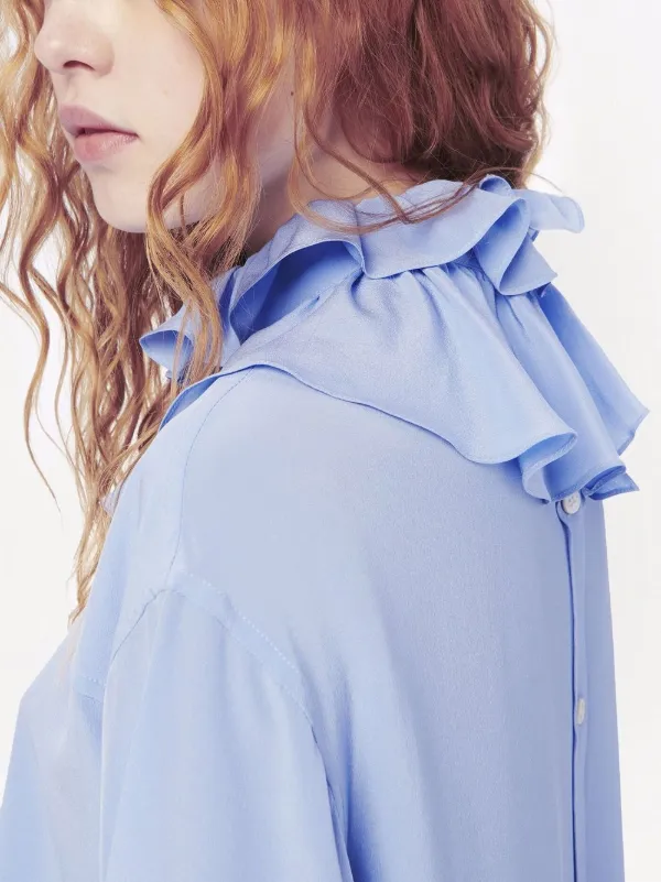 ruffle collar silk shirt