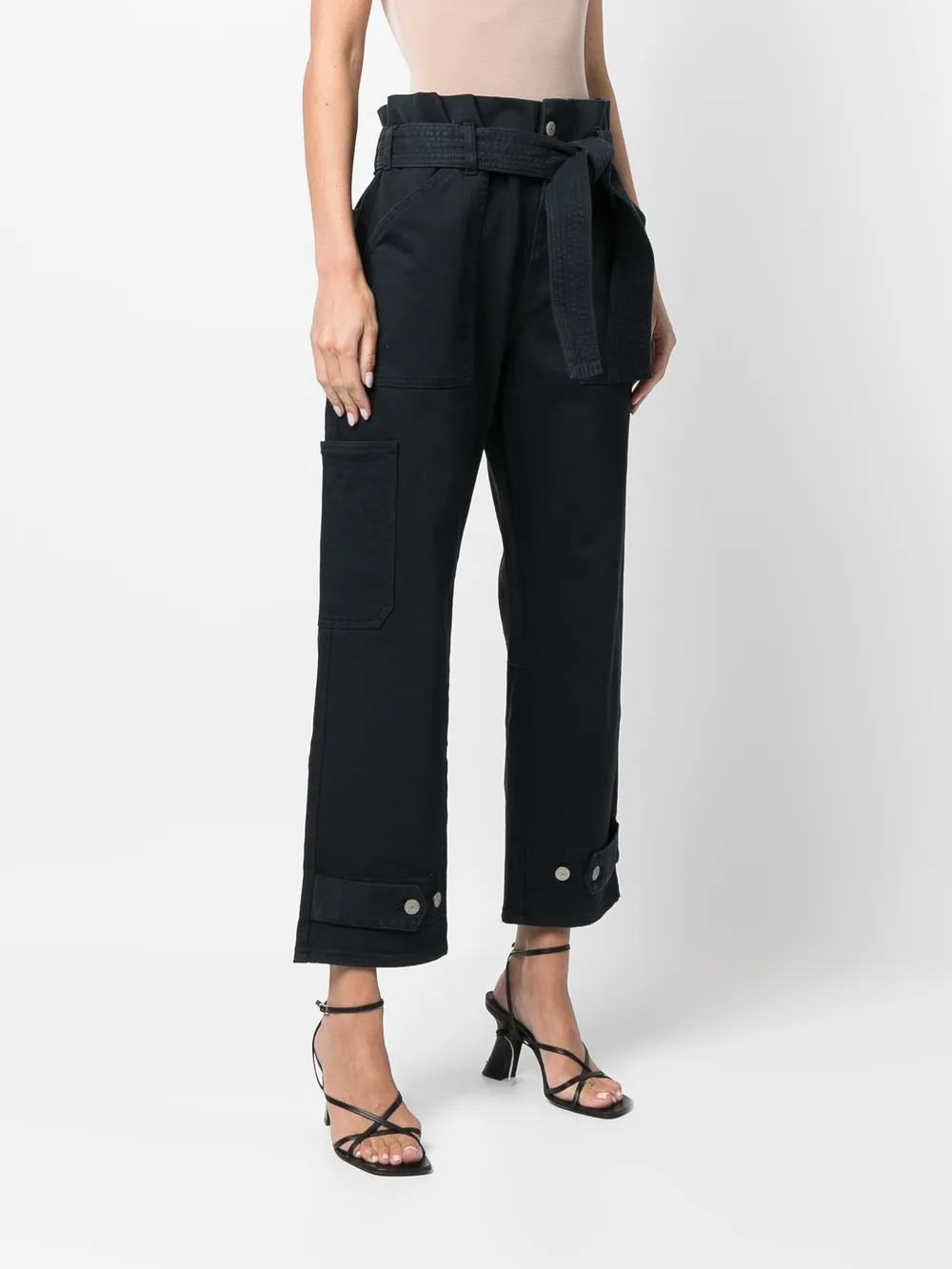  P.a.r.o.s.h. Cropped Paperbag Waist Trousers   Blau 