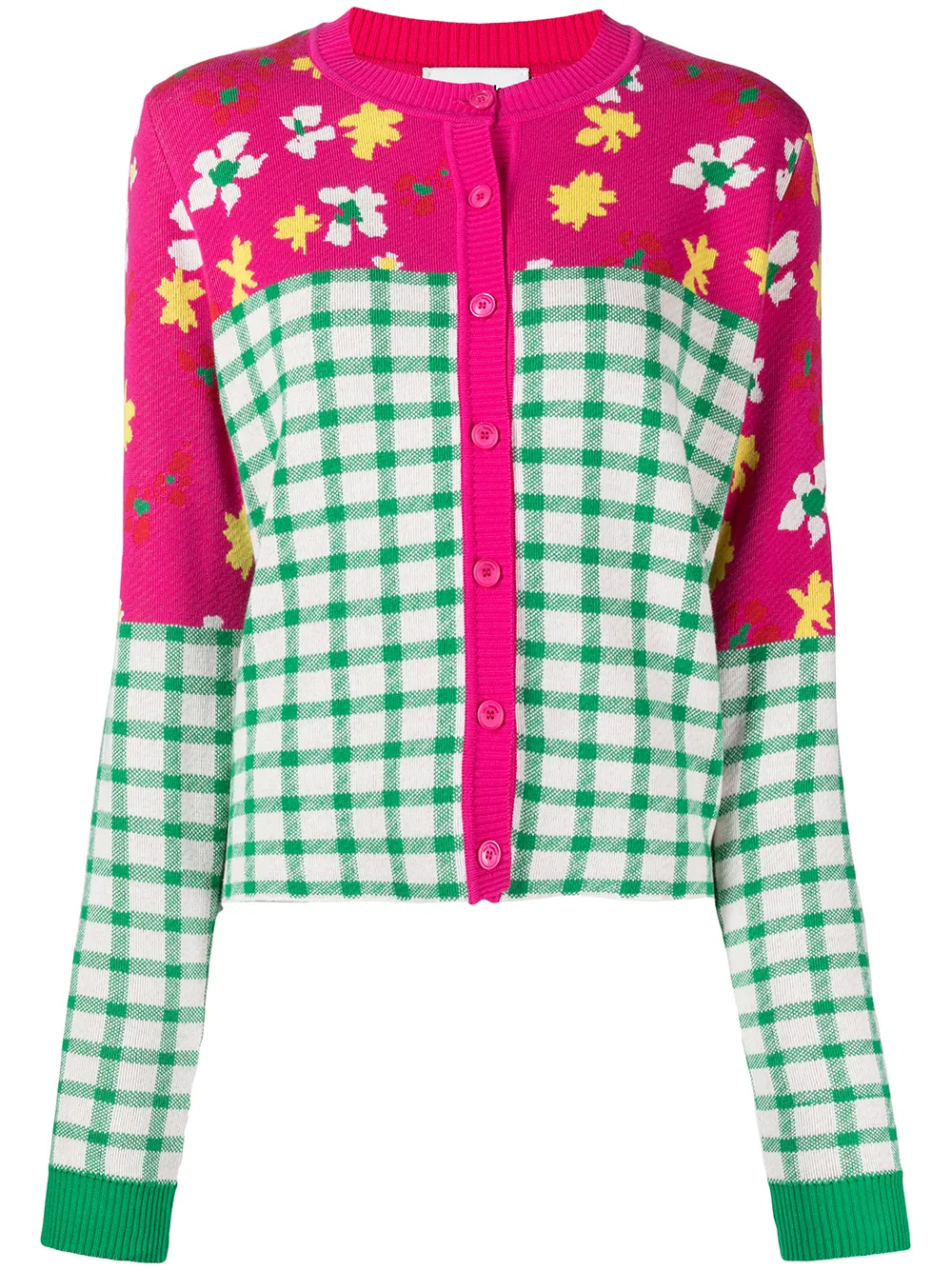 Molly Goddard Paola checked floral-jacquard cardigan