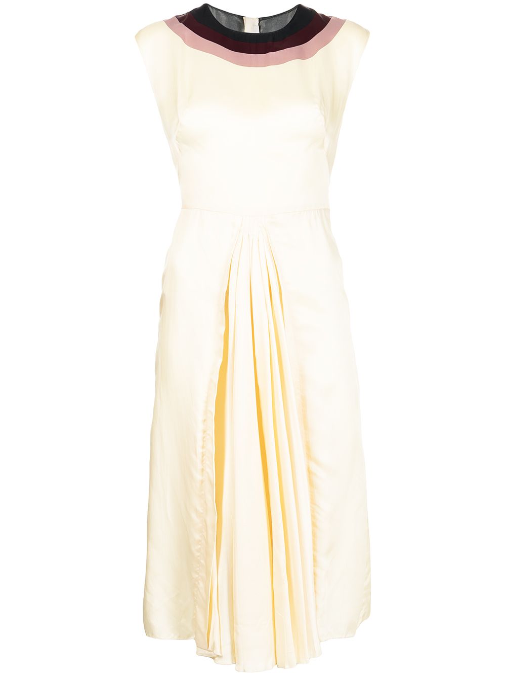 Pre-owned Prada 2000s Striped Neck Sleeveless Dress In Yellow