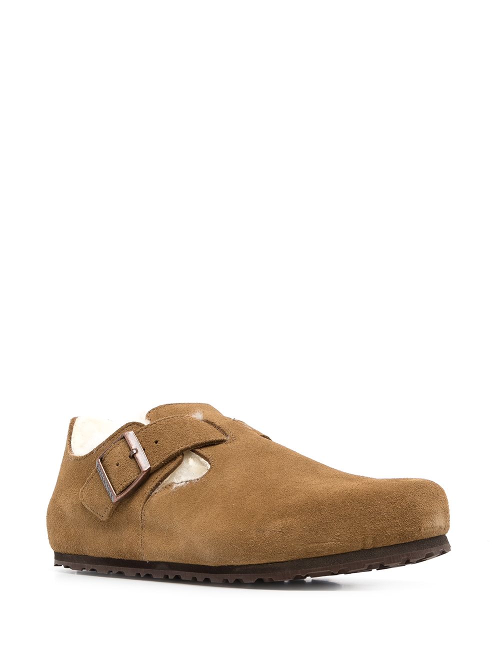 Birkenstock London pantoffels met lammy afwerking - Bruin