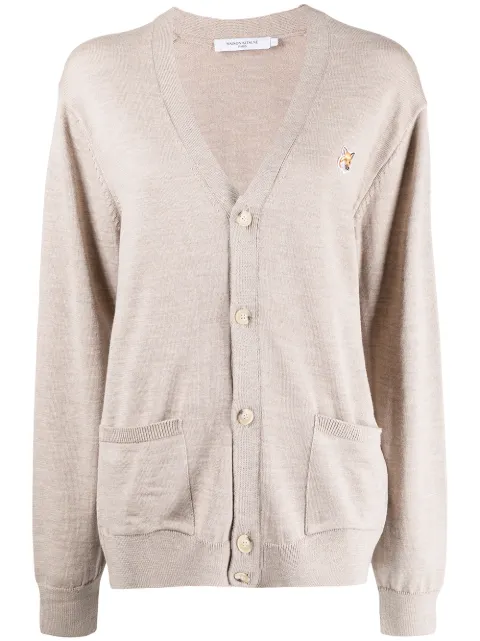 Fox-patch V-neck cardigan