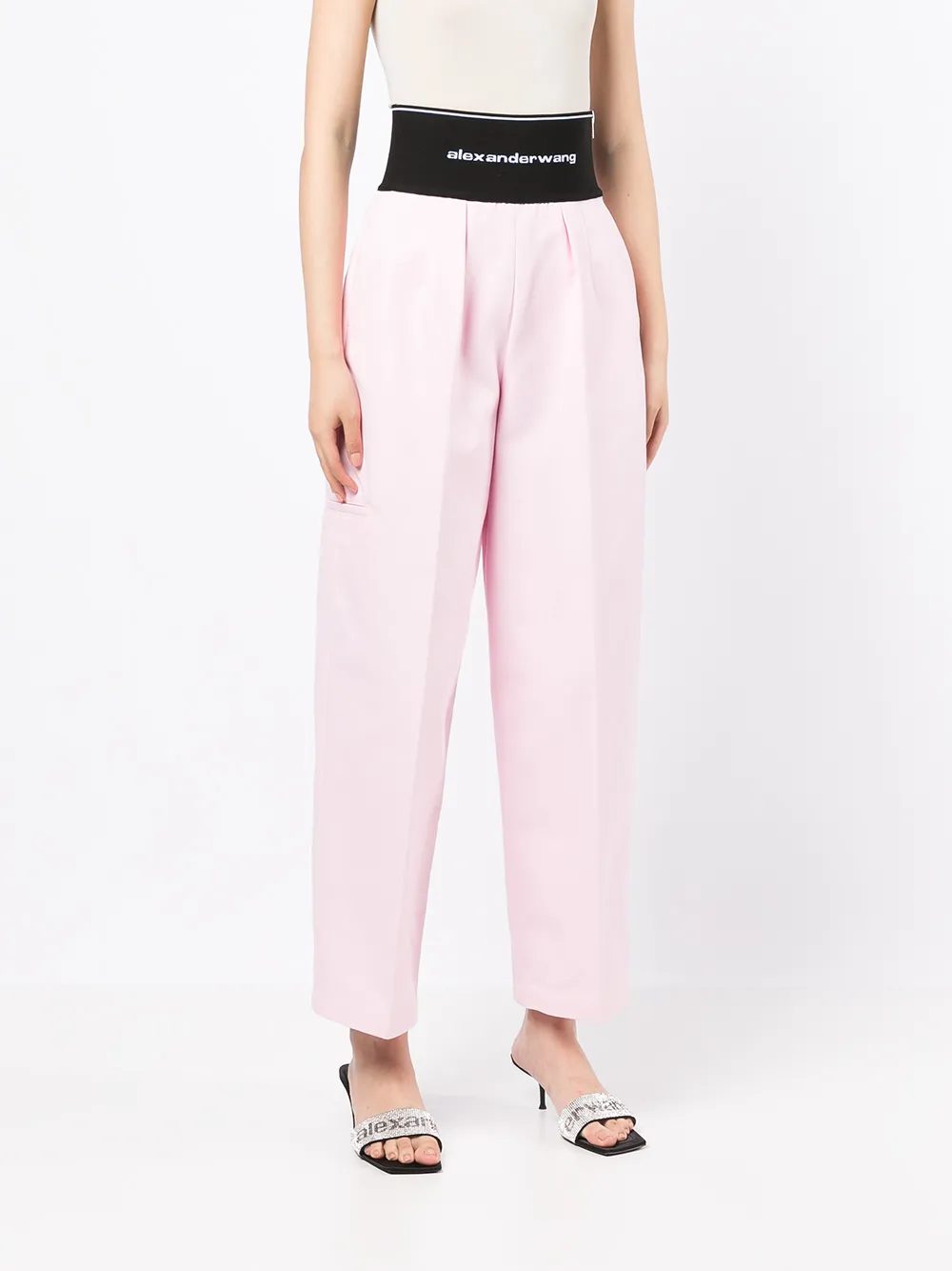 Alexander Wang high-waisted logo-band Trousers - Farfetch