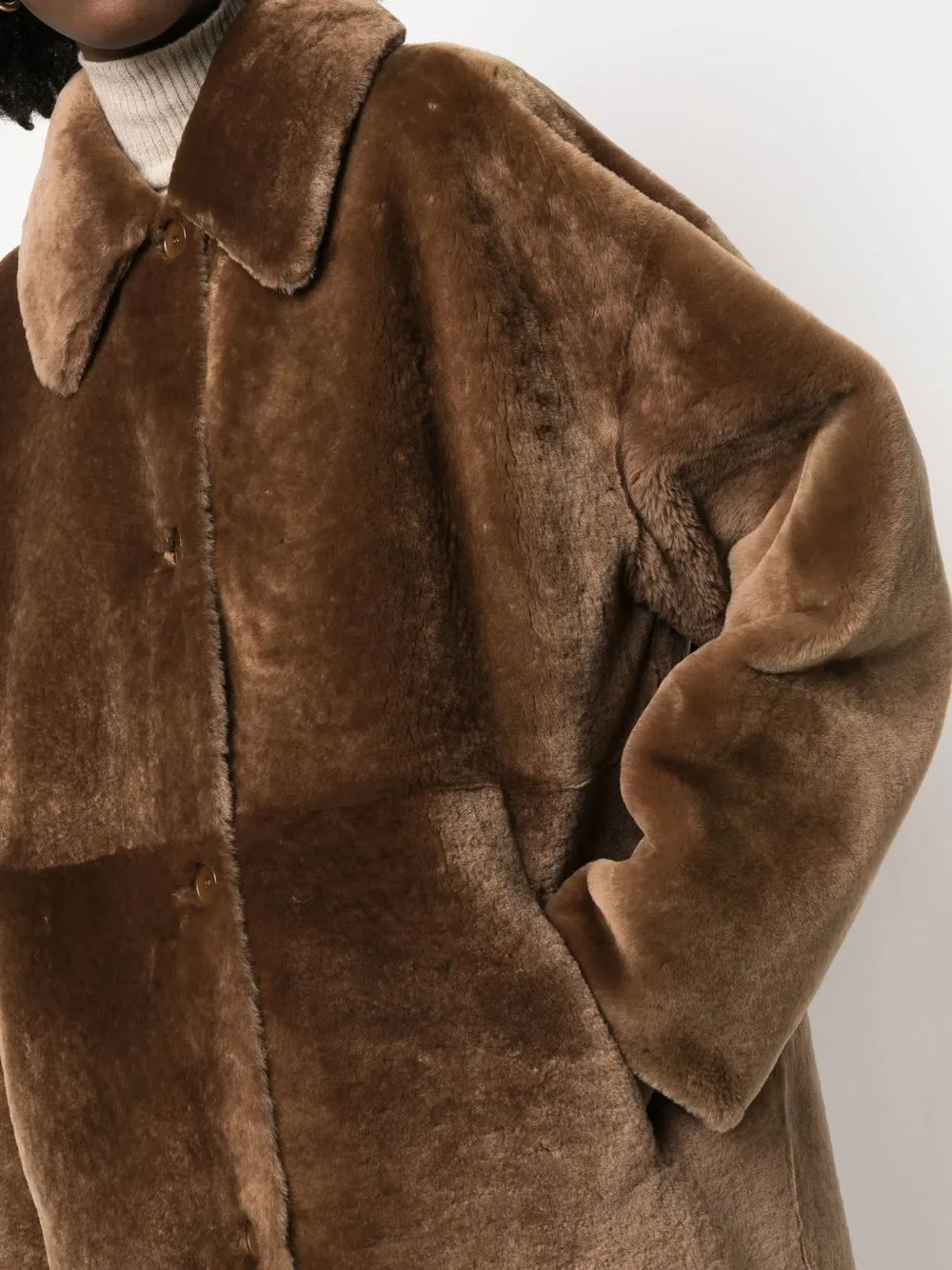 皮毛一体单排扣外套