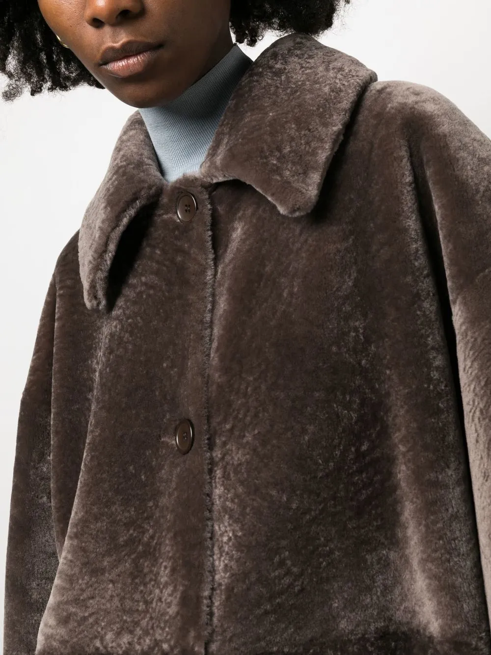 Liska Leather Reversible Single-breasted Coat In Brown