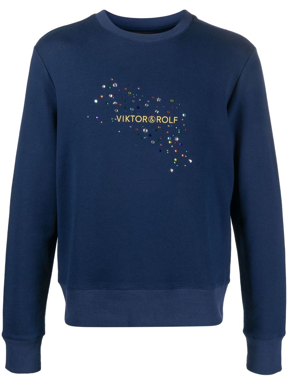 rhinestone-logo cotton sweatshirt