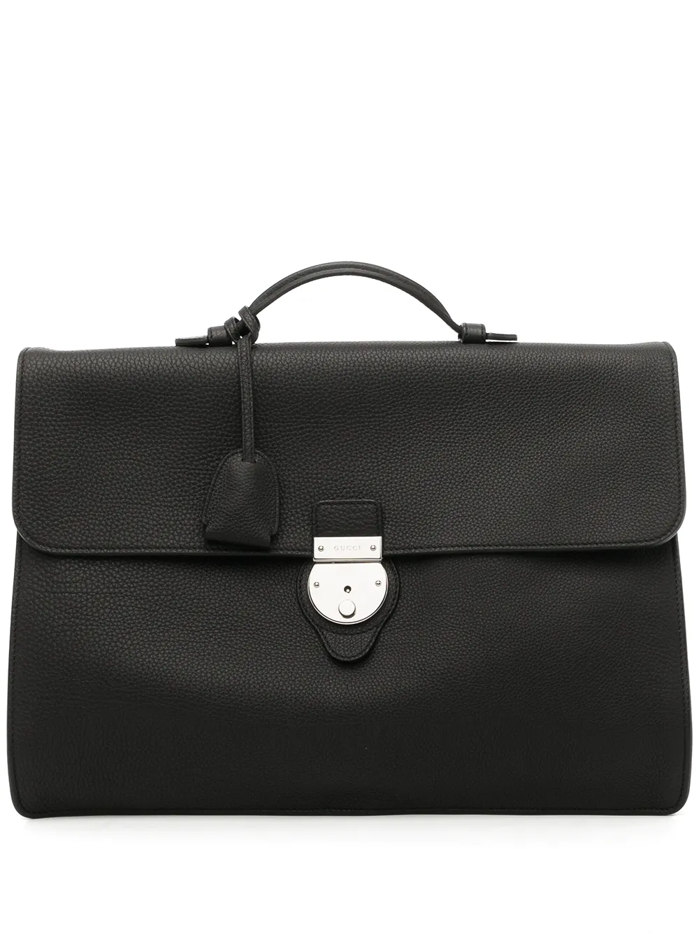 Preowned Gucci 2000s Logoengraved Briefcase In Black ModeSens