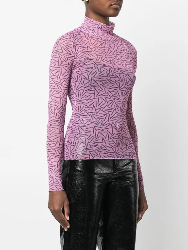 Viktor & Rolf Undercover logo-print Sheer Top | Pink | FARFETCH AO