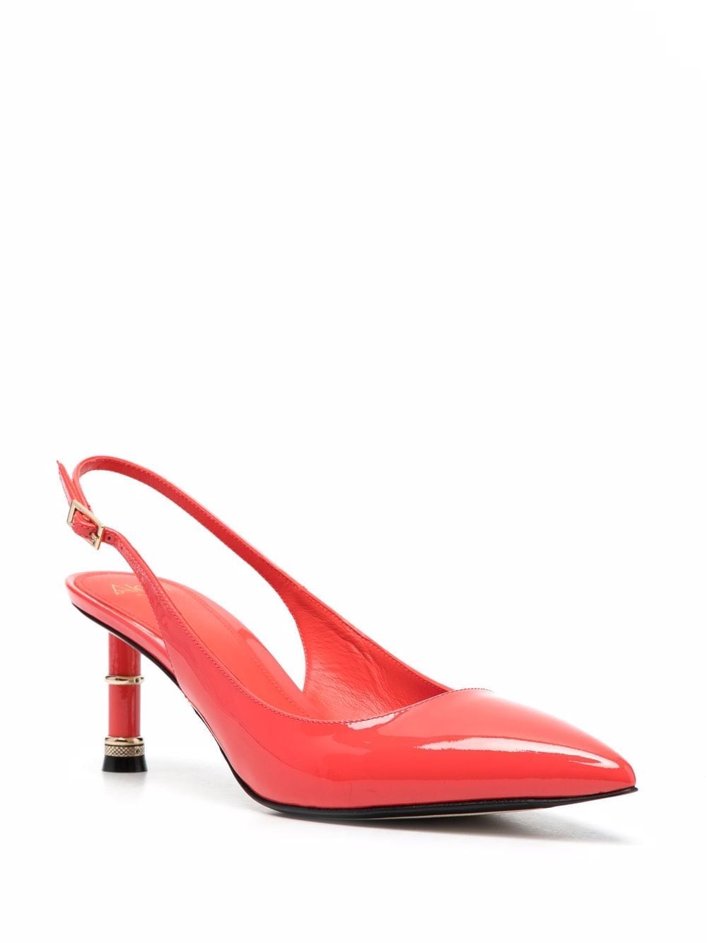 Shop Alevì Sling Back Leather Pumps In Orange