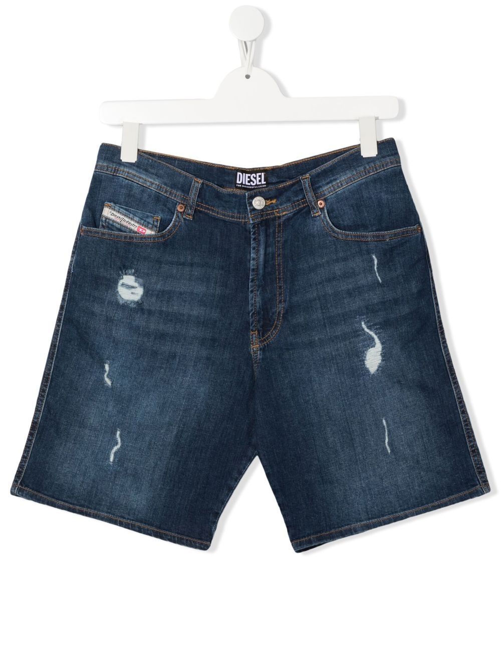 

Diesel Kids shorts de mezclilla Pwilloh con efecto envejecido - Azul