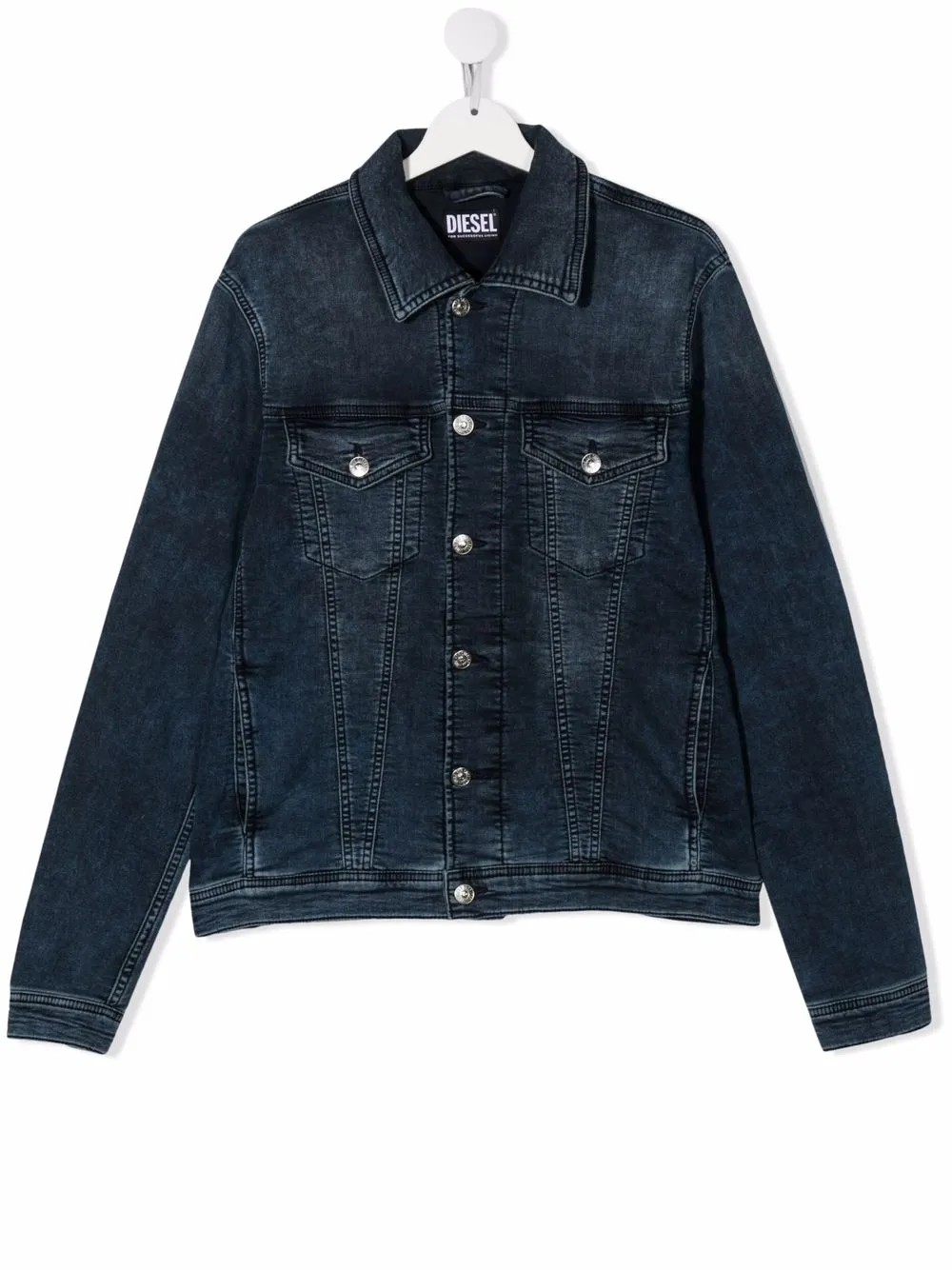 

Diesel Kids chamarra de mezclilla con parche del logo - Azul