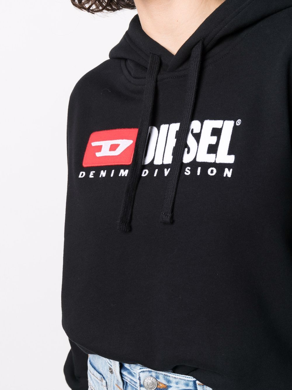 Shop Diesel F-reggy-hood-div Logo-print Cotton Hoodie In Black