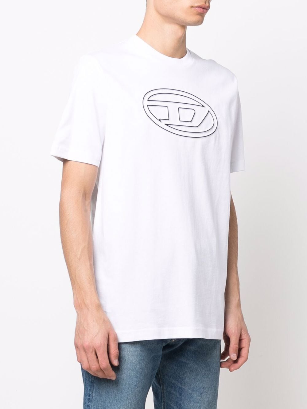 Shop Diesel T-just-bigoval Cotton T-shirt In White