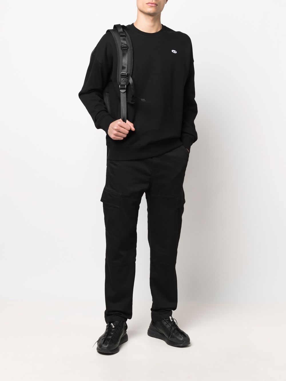 Diesel Sweater met logopatch - Zwart