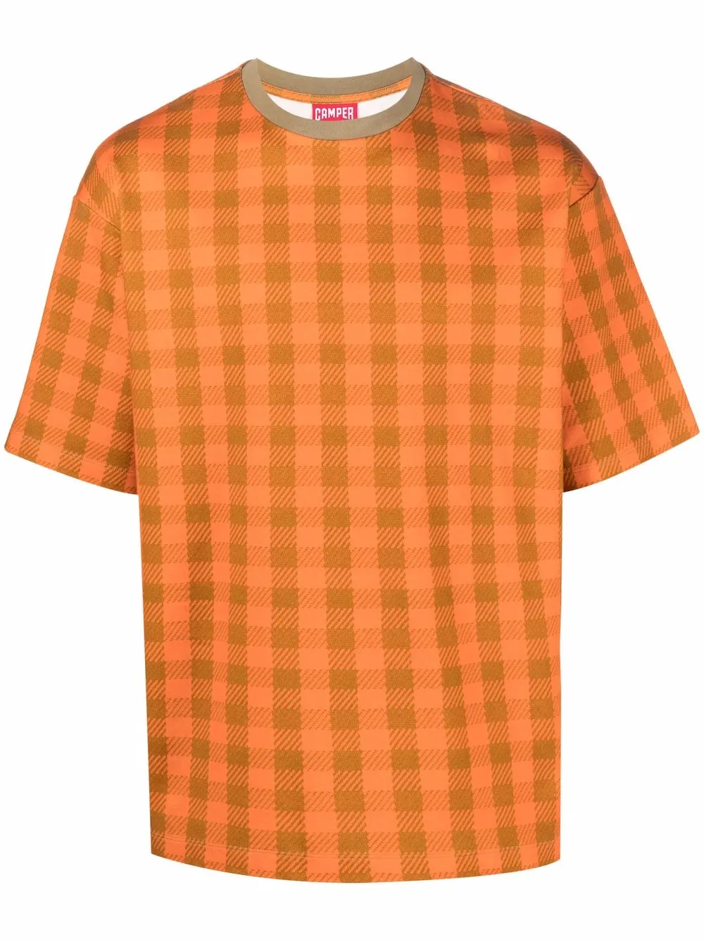 camper t-shirt à carreaux - orange