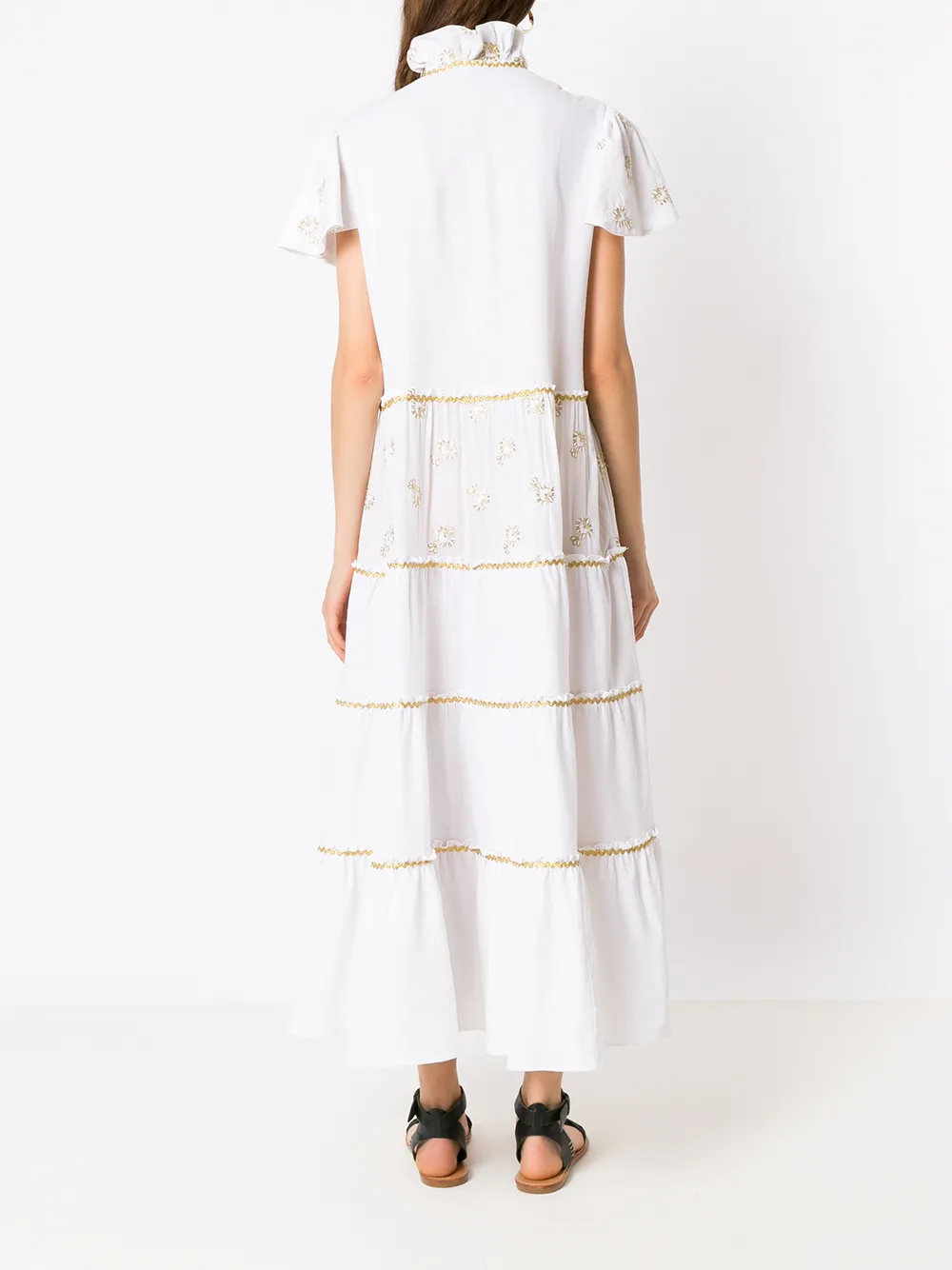 Olympiah Embroidered Midi Dress In White