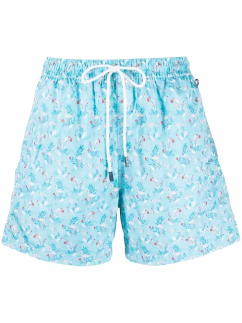 Fedeli flamingo-print drawstring swim shorts