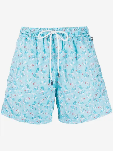 Fedeli flamingo-print drawstring swim shorts