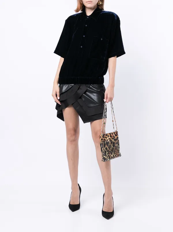 RTA velvet-effect Oversize Polo Shirt Blue FARFETCH SA