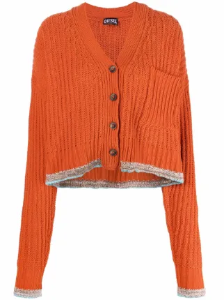 Shop Diesel ribbed button-up cardigan 