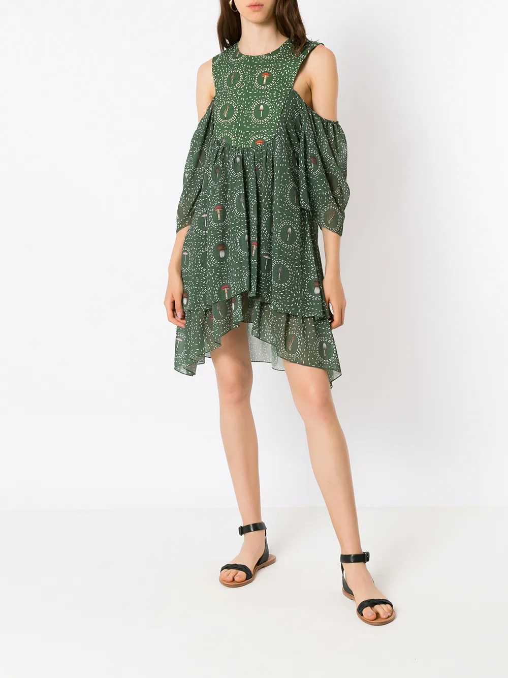 Olympiah Off-shoulder jurk - Groen