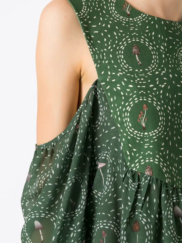 Olympiah mushroom-print off-shoulder Dress | Green | FARFETCH ID
