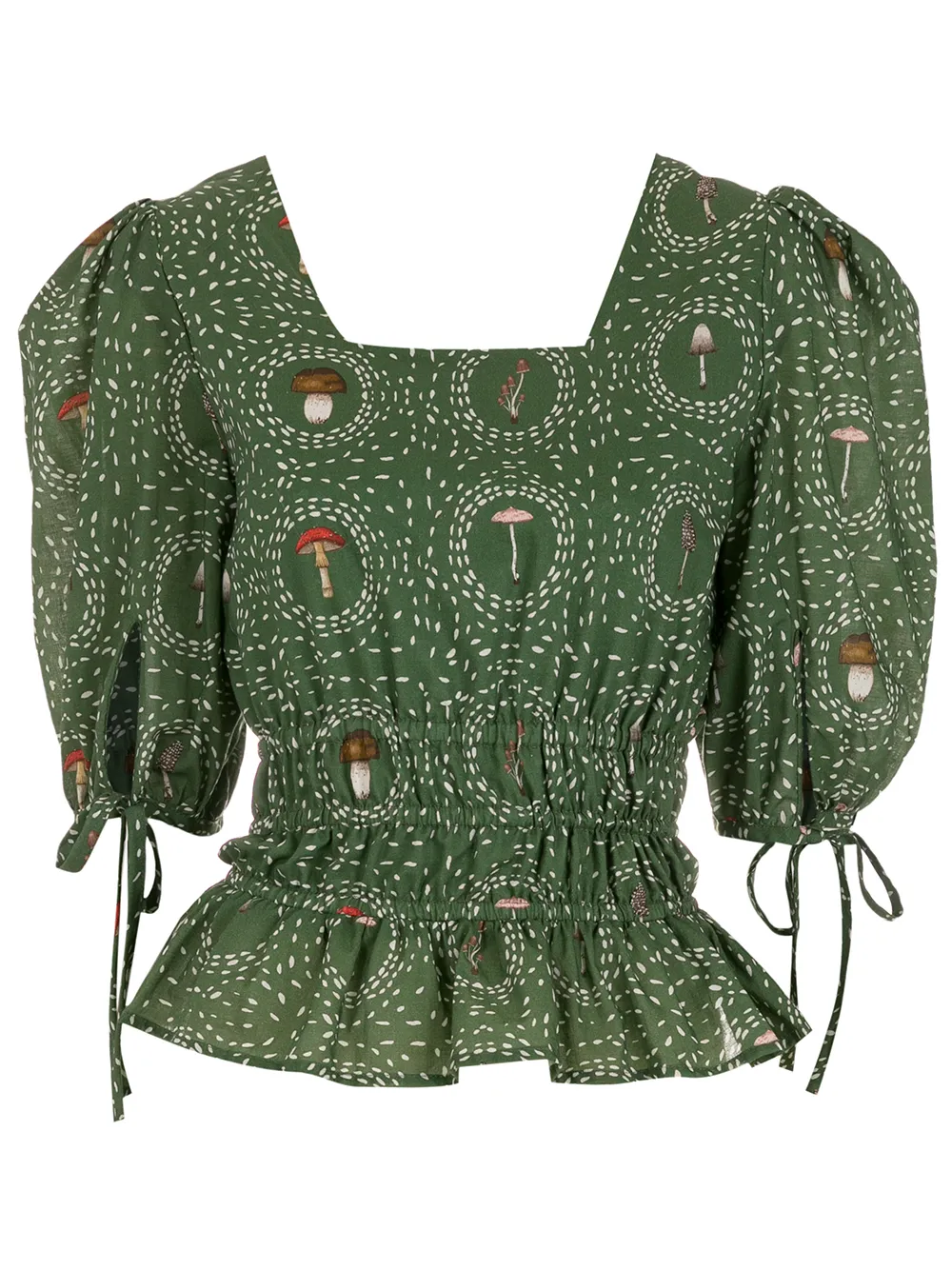 

Olympiah mushroom-print cotton blouse - Green