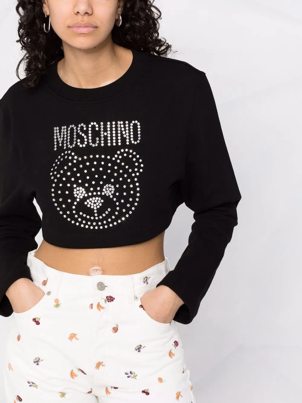 фото Moschino укороченный топ teddy bear с кристаллами